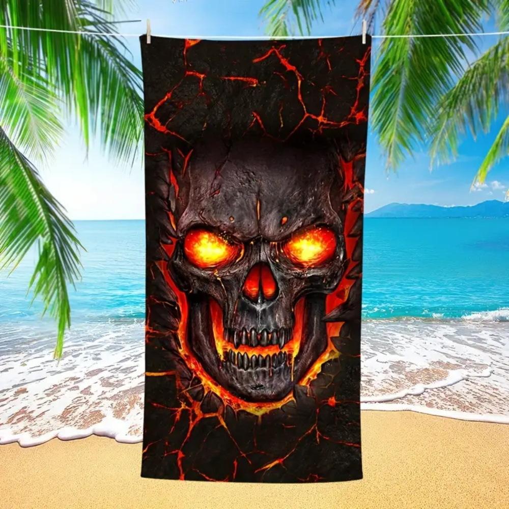 Horror Skull Beach Towel Adult Halloween Bath Towel European And American Quick Drying Bath Towel Halloween Absorbent Beach Towel