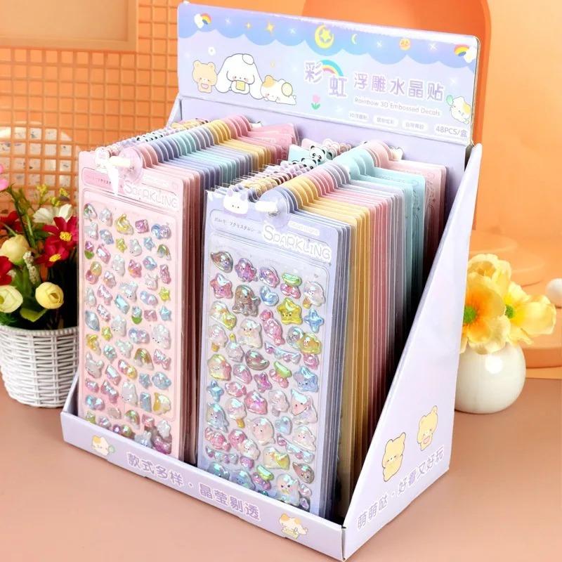 Popular 2026 3D Rainbow Embossed Stickers - Cute Animal Decals Great for Planner Books School Supplies & Kids’ Gift Ideas