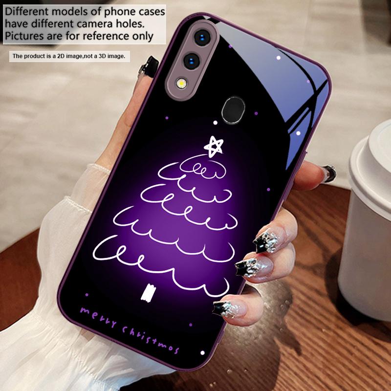 Белая линия Рождественская елка Для Samsung A73 72 71 A70 56 55 54 A53 52 51 50 42 A35 A34 33 32 31 26 25 24 23 22 30 стеклянный чехол для телефона