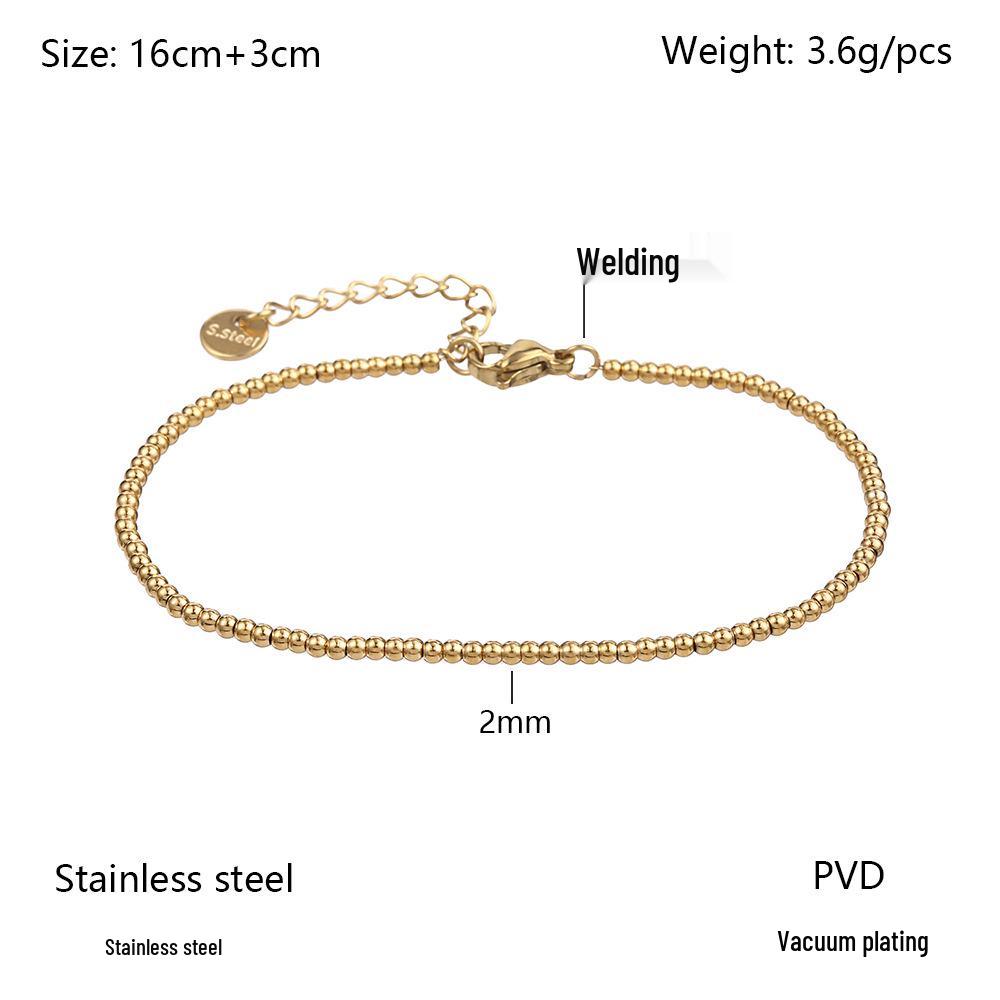 Европейский и американский минималистичный золотой браслет из нержавеющей стали с бусинами, эластичный для женщин