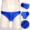 Mens Glossy Low Rise Briefs Solid Color Elastic Waistband Underpants Underwear Swimwear