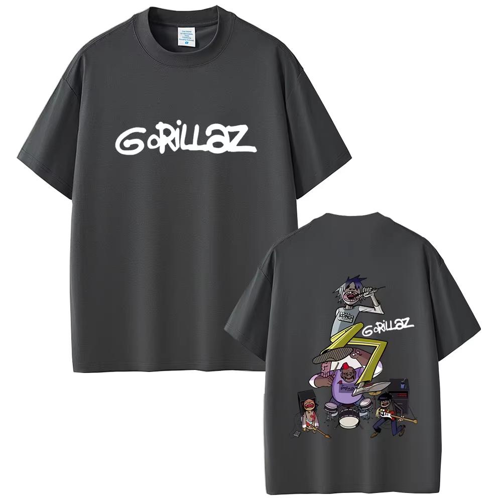 Музыкальная группа Gorillaz Графические футболки Мужские Женские Мода Винтаж Оверсайз Уличная одежда Мягкий Хлопок Футболки Топы
