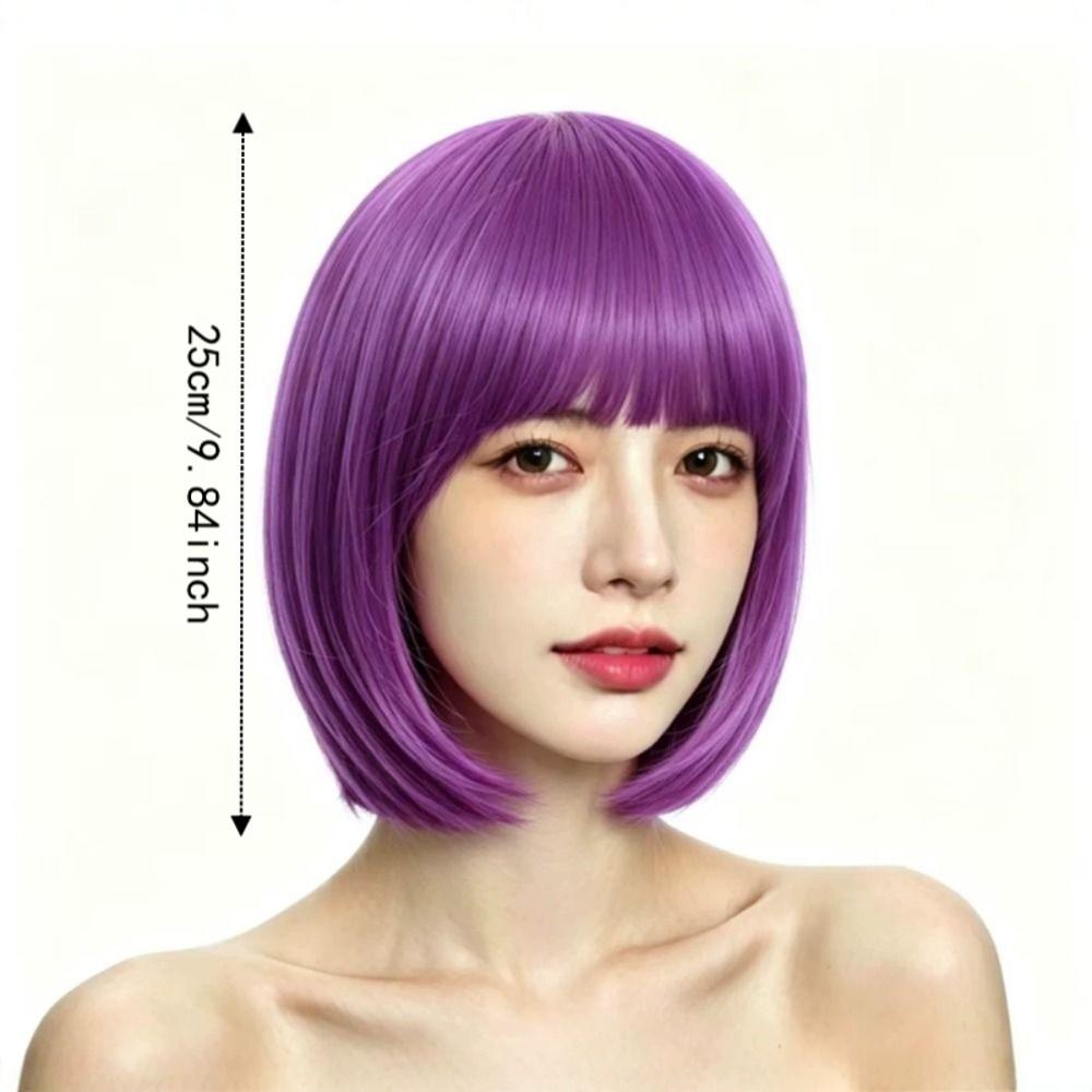 Cosplay Halloween Colored Bangs Wig Colorful Short Straight Bob Hair Vibrant Bob Wig Parties