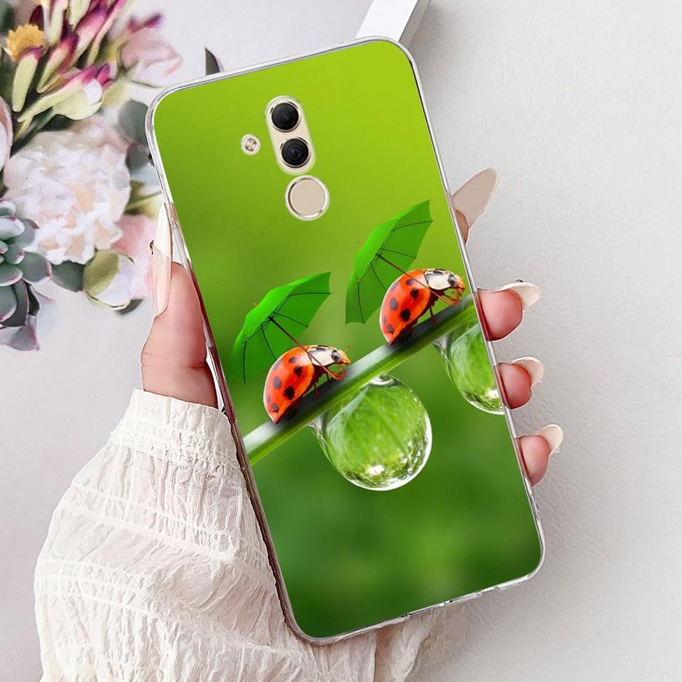 Clear For Huawei Mate 20Lite SNE-LX3 INE-LX2 Back Cover For Huawei Mate 20 Lite Case Cute Cartoon Cat Luxury Flowers Funny Funda