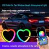 Неоновая светодиодная подсветка в форме сердца на USB для украшения салона автомобиля