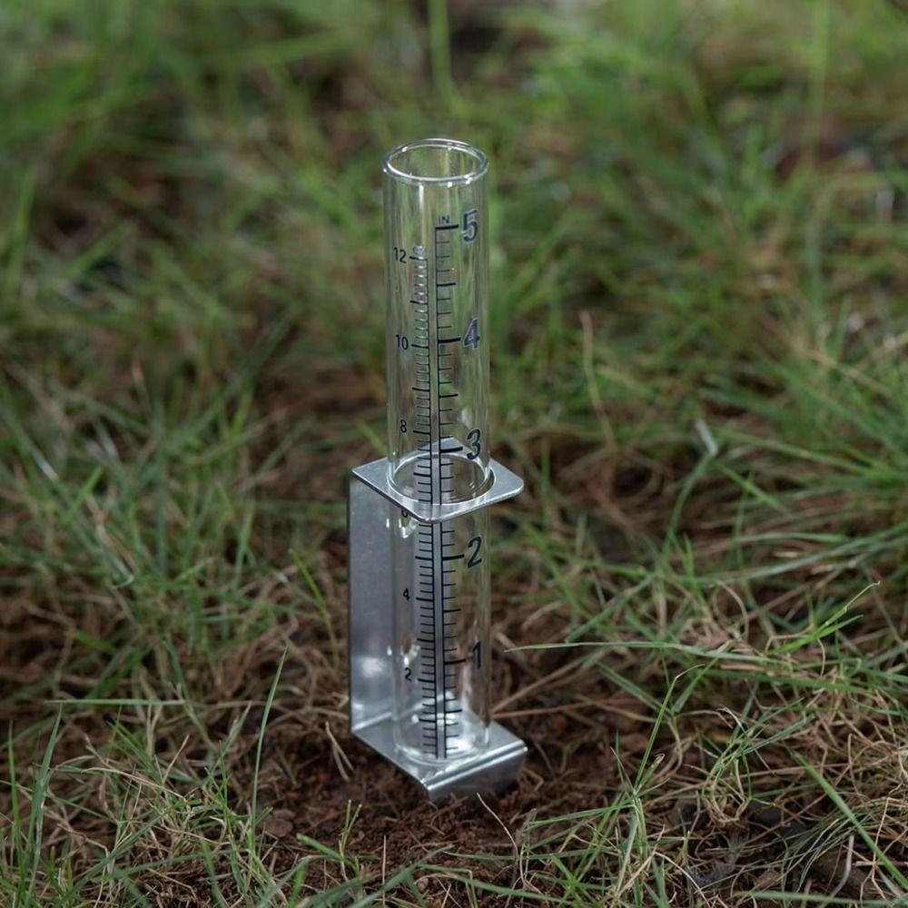 Easy To Read Glass Rain Gauge 2 in1 Mounting Rack Garden Moisture Meter Fence Mounting