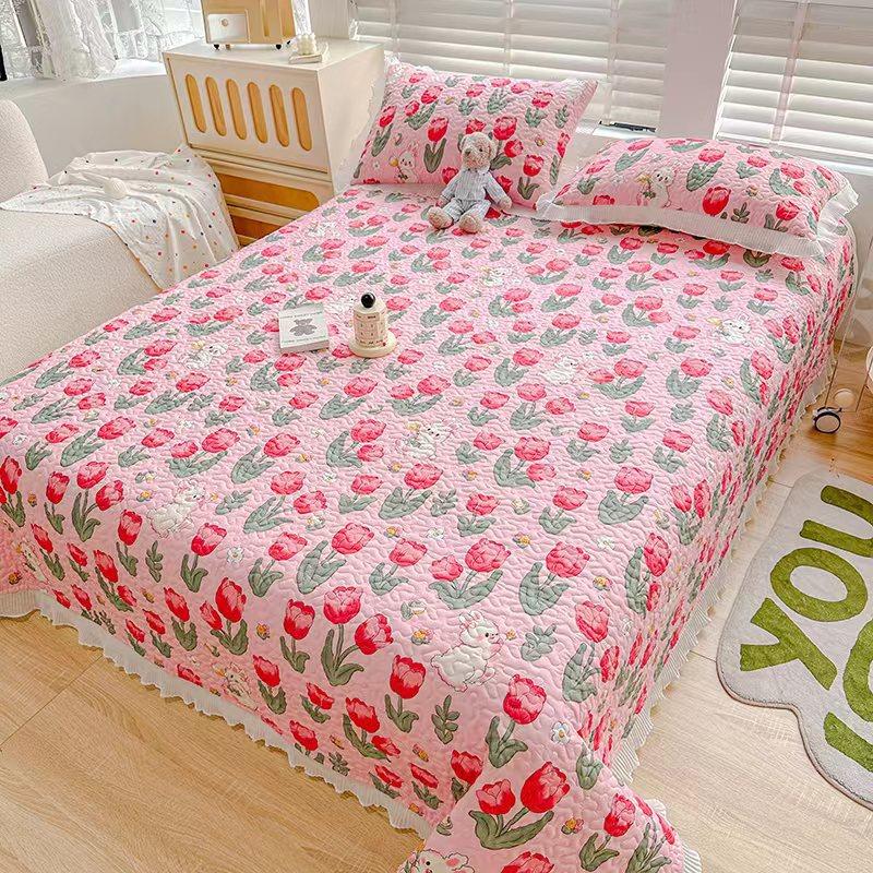 Новый комплект из трех предметов с жемчужным хлопковым покрывалом Fairy с стиркой в ​​пресной воде и хлопковым кружевным покрывалом