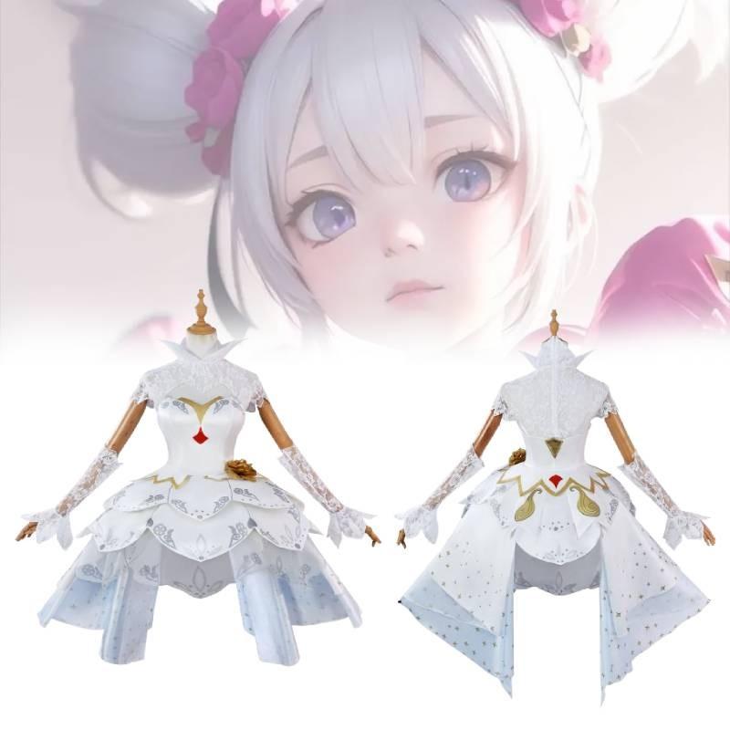 Элегантный и игривый белоснежный костюм для косплея персонажа Сяо Цяо из Honor of Kings