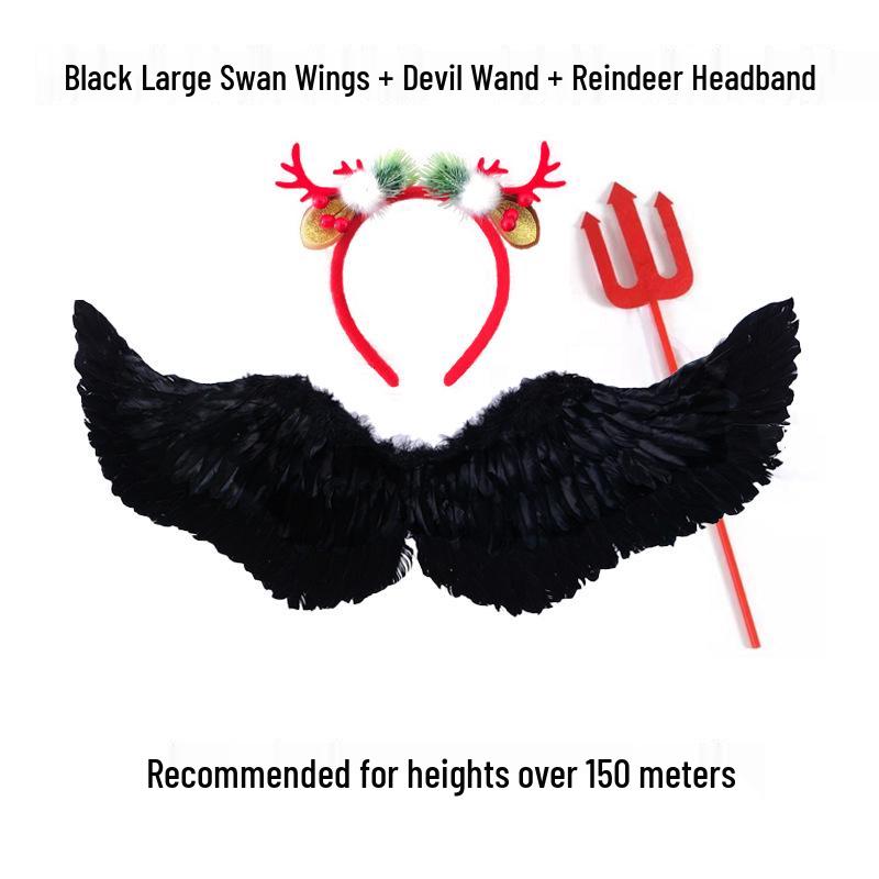 Adult Demon Black Elf Wings: Feathered Cosplay Decoration for Halloween