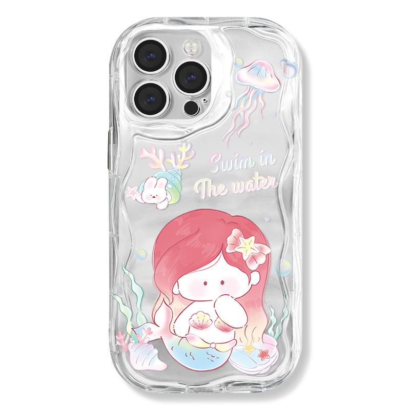 Силиконовый чехол Zhitai Cream Pattern для iPhone 12, 13, 14 и 15 с цепочкой для мобильного телефона