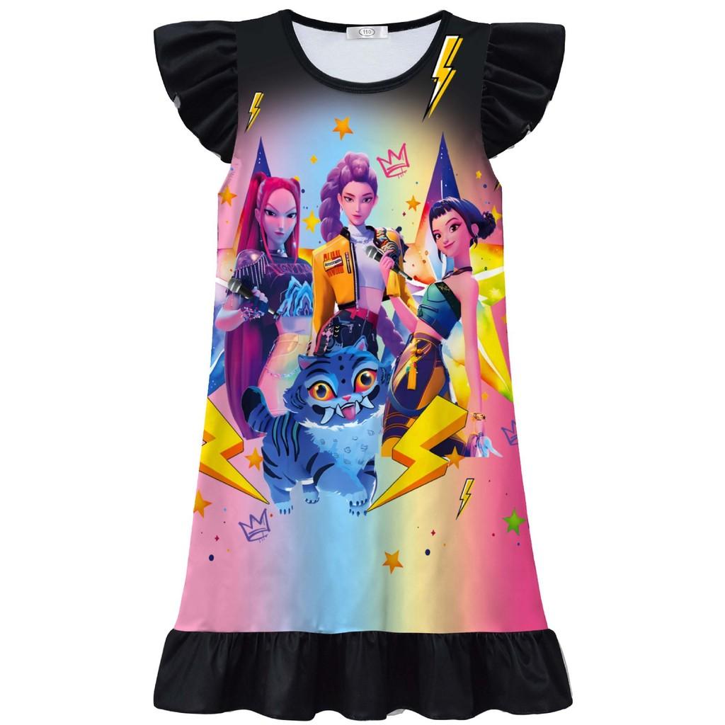 Kids Girls POP Rumi Zoey Mira Printed Ruffle Sleeves Casual Dress