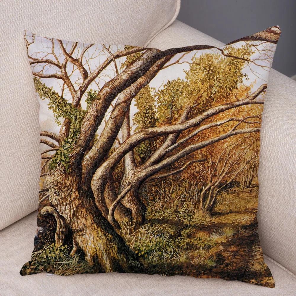 Bedroom Sofa Car Cushion Cover Cartoon Animal Colorful Fox Bird Squirrel Series Home Office Decoration Pillow