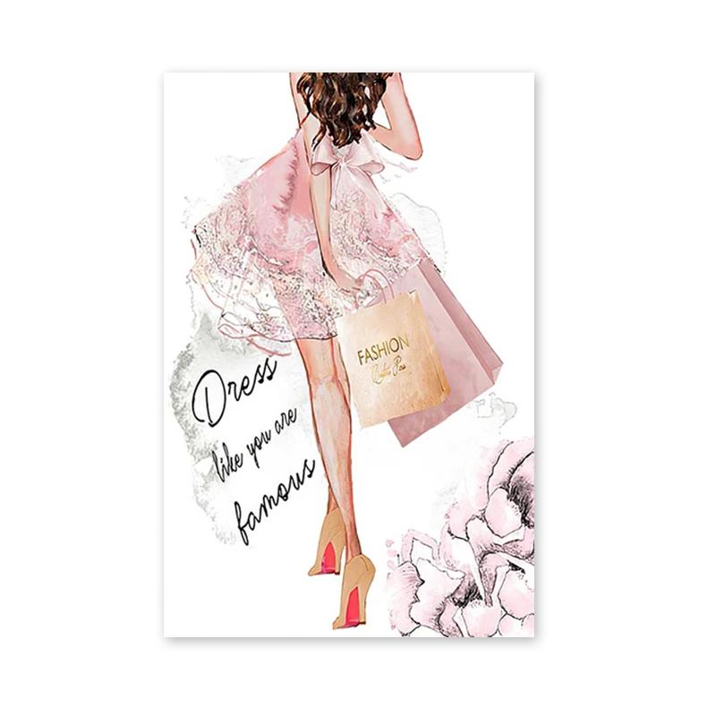 Модные розовые цветочные духи для ресниц, губ, макияжа, постера, печати, холста, картины для комнаты девушки, настенного искусства, декора салона красоты