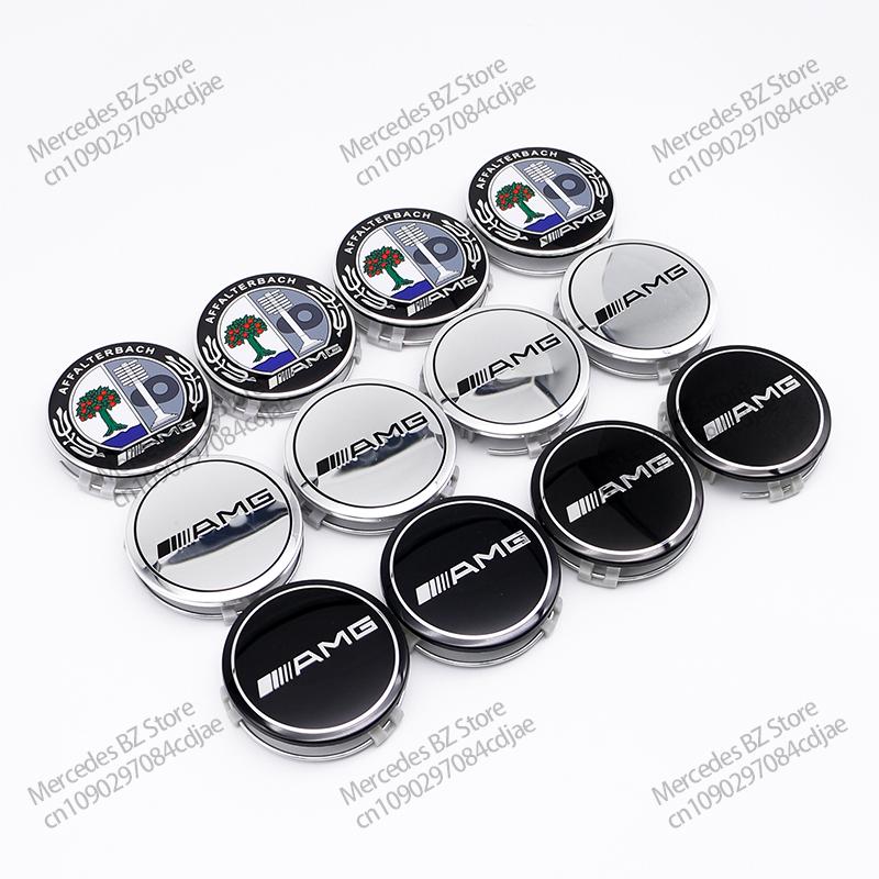 4PCS 60/75MM Car Hub Center Cover for Mercedes Benz AMG W203 W206 W220 W205 W211 Car Wheel Center Hub Caps Emblem Tire Rim Cove
