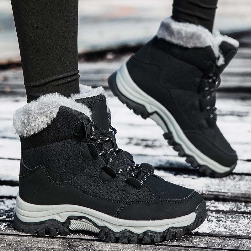 Зимние женские сноубутсы Новые уличные утепленные плюшевые женские кроссовки Снежная обувь Теплые на толстой подошве Снегонепроницаемые хлопковые ботинки