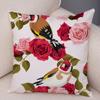 Rose Red Flower Pillowcase Decorative Bird Flower Plant Pillowcase Cushion Sofa Home Car