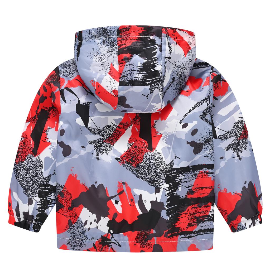 Легкая модная куртка для мальчиков и девочек, повседневная куртка с капюшоном и принтом от ветра для маленьких детей