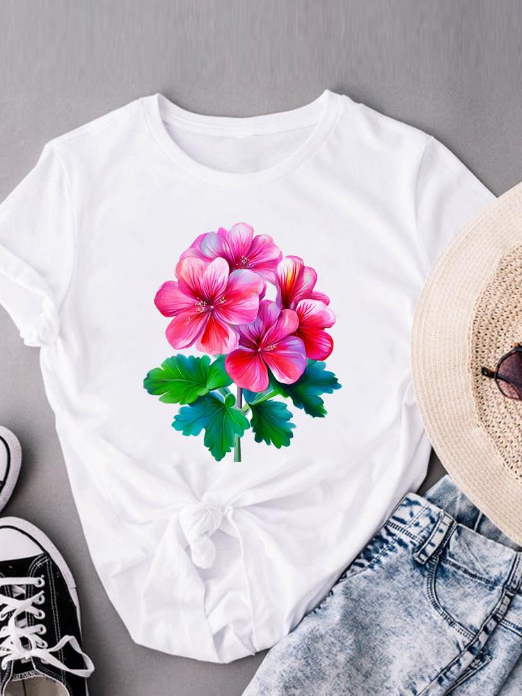 (Азиатский размер) Футболки с коротким рукавом, модная женская одежда с принтом, повседневная, с цветочным принтом, в стиле 90-х, женская футболка с графическим принтом