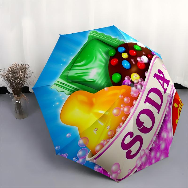 Candy Crush Soda Saga Automatic Opening and Closing, 8 rib Structure Portable Umbrella, Suitable for Men and Women in All Seasons Perfect G
