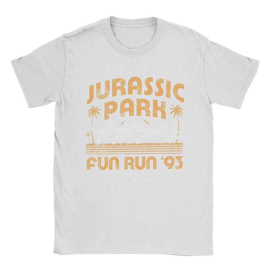 Винтажные футболки Jurassic Park Fun Run 93 для мужчин, футболка из 100% хлопка с коротким рукавом, футболка с графическим принтом