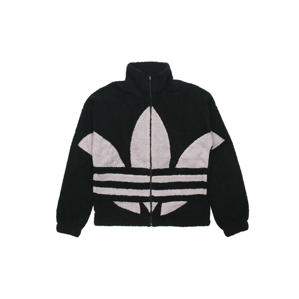 adidas Оригинальная контрастная куртка из шерпы с большим логотипом, мужские куртки черного цвета GC8695