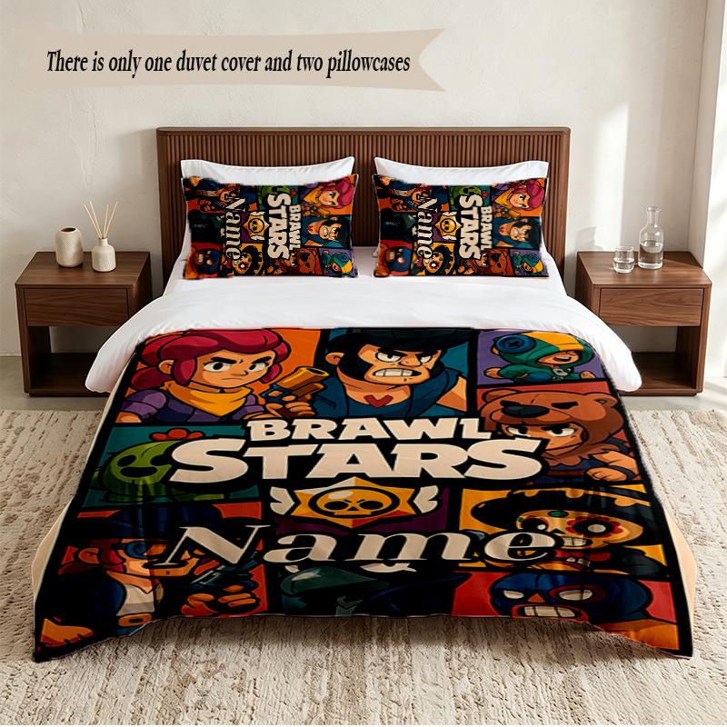 Brawl Stars Personalized Custom Name 3‑Piece Bedding Set Soft Duvet Cover Set For Bedroom Home Decor