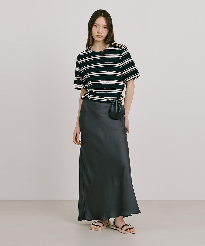 WNDERKAMMER Stripe Jacquard Knit Short Sleeve T-Shirt_Navy