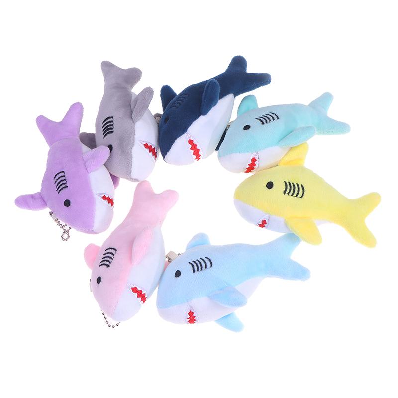 Cute Cartoon Stuffed Plush Shark Pendant Key Chain Ring Doll Toys For Kids Gifts