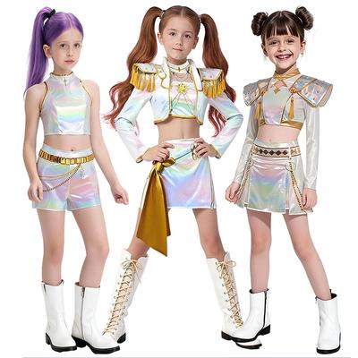 Детский Корейский Kpop Костюм Косплея Охотники на Демонов Зои Руми Мира Бело-Золотая Форма Для Детей Девочек Хэллоуин Сценическое Выступление
