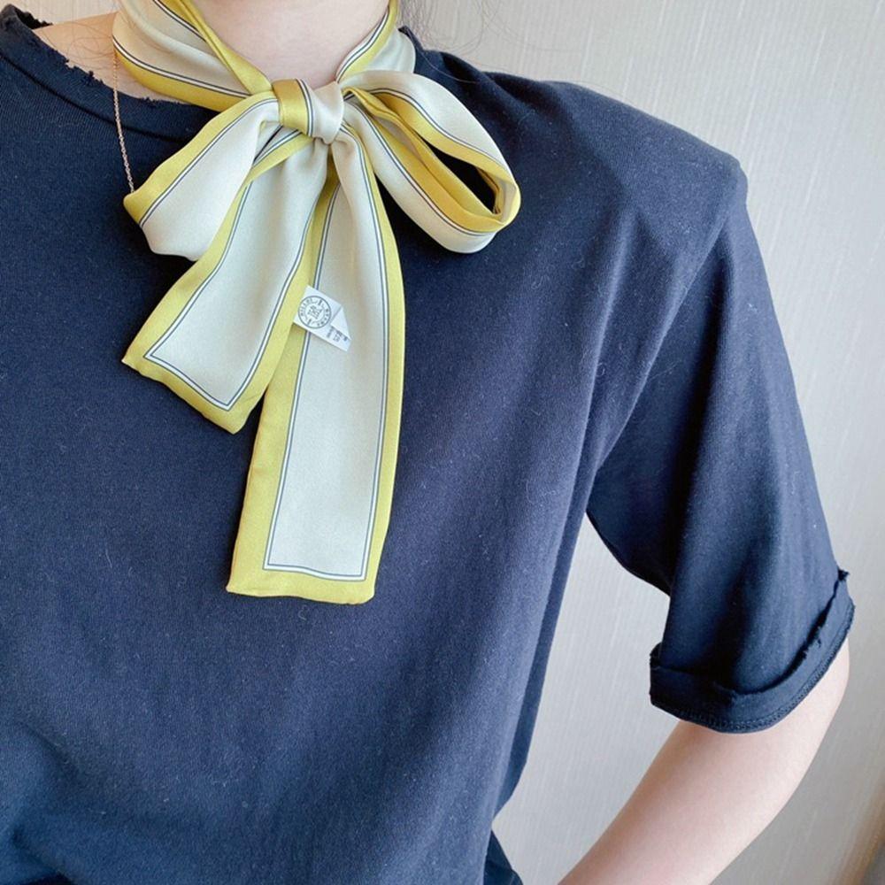 Ribbon Headband Printing Tie French Printed Scarf Silk Scarf Korean Style Scarves Small Long Scarf