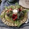 Christmas Candlestick Garland Candle Holder Wreath Artificial Flower Candle Ring Christmas Wedding Table Centerpiece Decoration