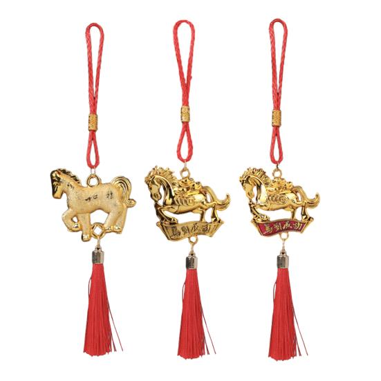 2026 Украшение Лошадь Украшение на Китайский Новый год Год Лошади Животное зодиака Кисточки Подвески для бонсай Зеркало заднего вида автомобиля