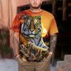 Men‘S T Shirt Plus Size Men's 3d Tiger Graphic Print T-Shirt Vintage Style Short Sleeve Tees For Males Loose Oversized Tees