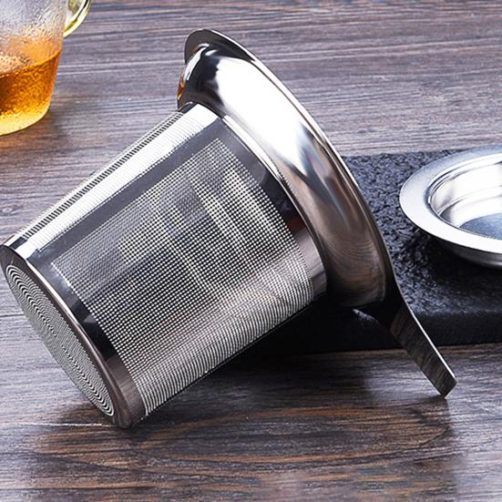 Tea Filter with Handle Lid Fine Mesh Food Grade 304 Stainless Steel Mug Loose Leaf