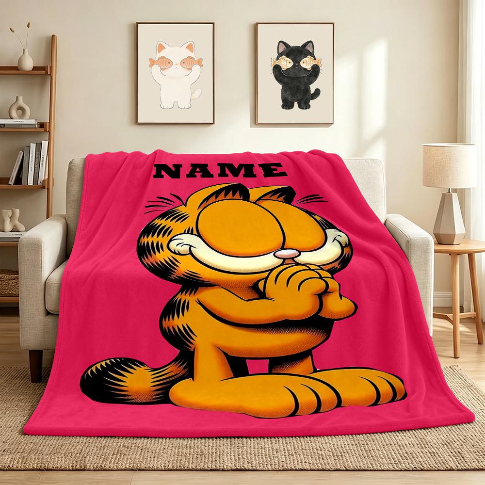Custom Name Garfield's Attitude Flannel Blanket Throw Blanket Soft Warm Sofa Bed home Decor Unique Gift