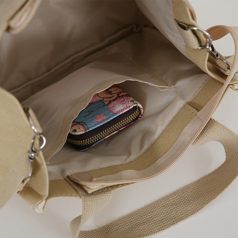 Мультяшная милая сумка-тоут из холста с принтом медвежонка, сумка для продуктов с регулируемым плечевым ремнем, ручная сумка для ланча, холщовая сумка, сумка для бенто