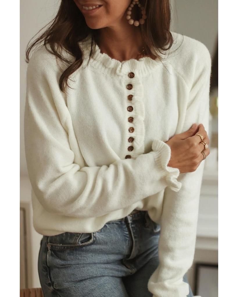 Azura Exchange Вязаный свитер-пуловер с оборкой