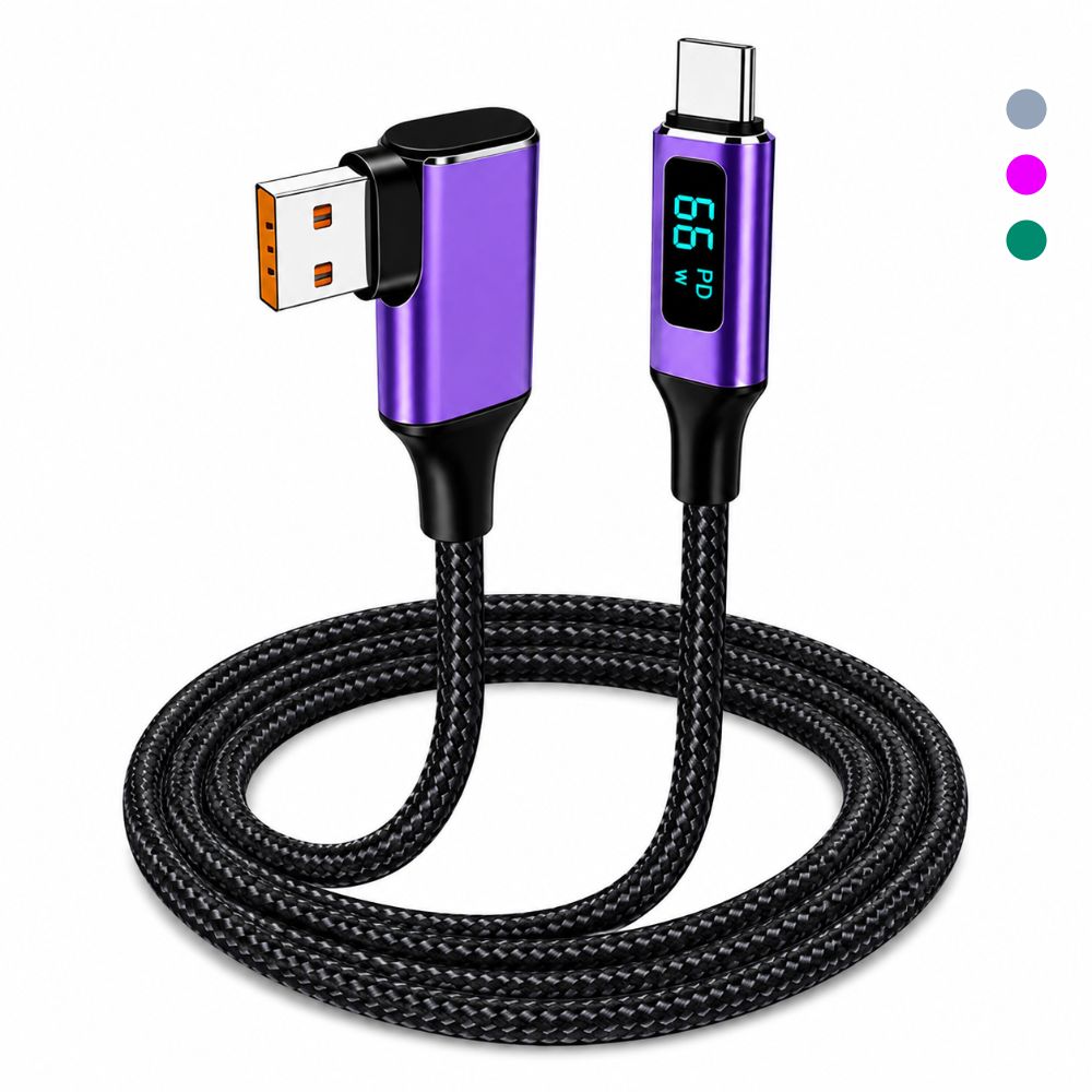 66W Fast Charging Right Angle Charging Cord Right Angle Digital Display Cable Laptop Charging
