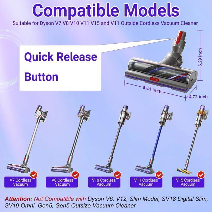 Tête de Brosse Anti-Enchevêtrement pour Dyson V11 V15 V10 V8 V7, Aspiration Réglable Moquettes/Sols Durs