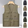 Men's Multi Pocket Travelers Fishing Photography Director Casual Outdoor Vest Quick-dry Breathable Waistcoat Jacket Coat