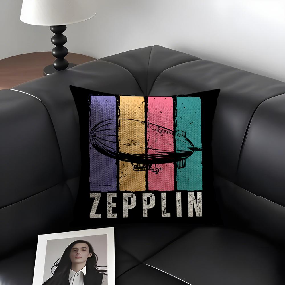 Чехол на подушку с принтом группы Led Zeppelinn, натуральный лен, органическая ткань, двусторонняя печать, для дивана, домашний декор, подарок, наволочка