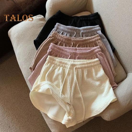 Женские летние спортивные шорты с эластичным шнурком и высокой талией, свободные однотонные мягкие быстросохнущие дышащие женские мини-шорты для бега с резинкой