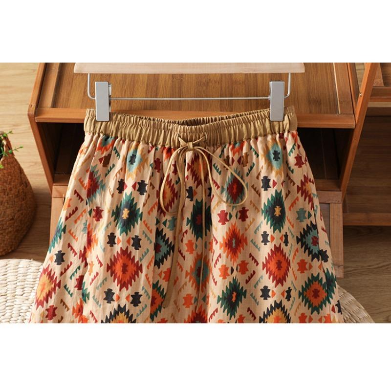 Floral Ethnic Style Casual Summer Women S Skirt Pants