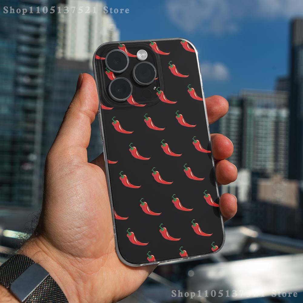Chili Red Phone Case iPhone17 16 15 14 13 12 11 Pro Max Plus Mini Clear Full Back Cover Silicone Soft Shell