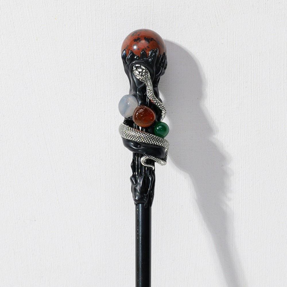 Ведьма Хрустальная Волшебная Палочка Ручной Работы Волшебная Трость Реквизит для Вечеринки Натуральный Хрустальный Шар Скипетр Хэллоуин