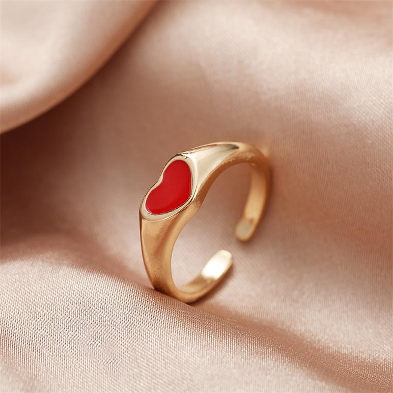 Модные готические геометрические кольца черного цвета с сердечками для женщин и девочек, винтажные серебряные простые свадебные кольца на указательный палец, ювелирные изделия, подарки