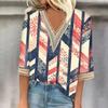 Женский кружевной топ с винтажным принтом и рукавами три четверти