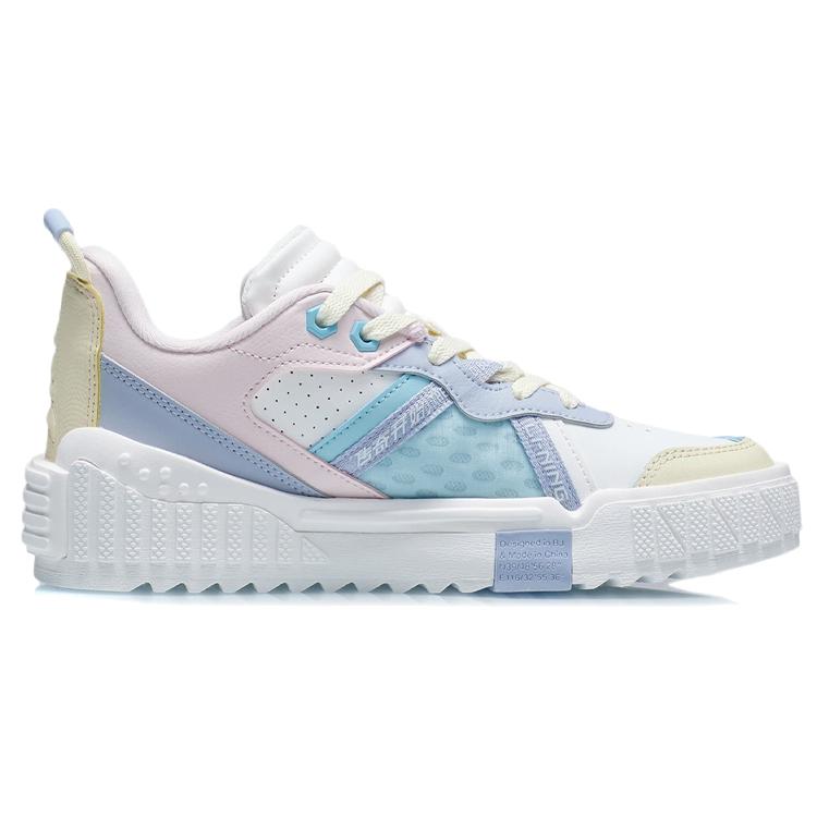 Li Ning 001 UNBLOCK Нескользящие Износостойкие Низкие Кеды для Скейтборда Женские Бело-Сине-Розовые AGCR152-2