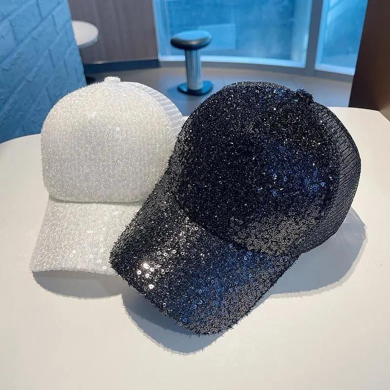 Модная и красочная бейсболка с блестками, кепка-солнцезащита для отдыха для женщин, дышащая сетчатая кепка для путешествий на открытом воздухе, кепка-утконос