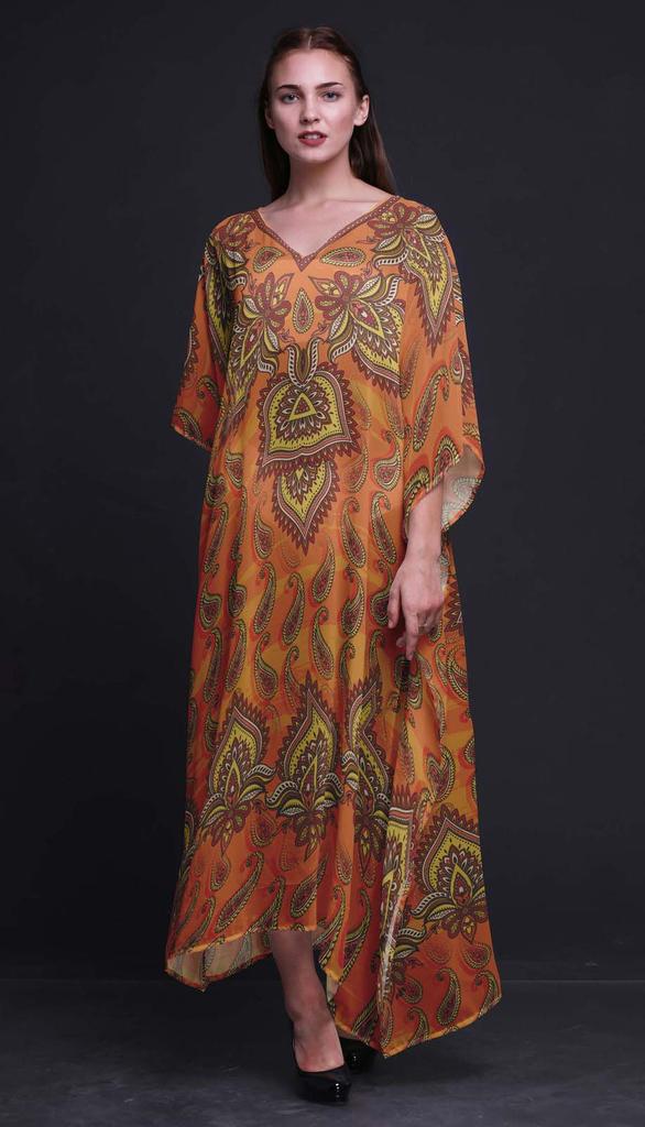Phagun Floral & Paisley Ladies Plus Size Kaftan Summer Wear Beach Coverup Kimono